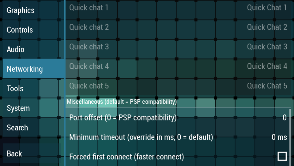 A screenshot of the "Miscellaneous" subheading on the PPSSPP networking settings page.